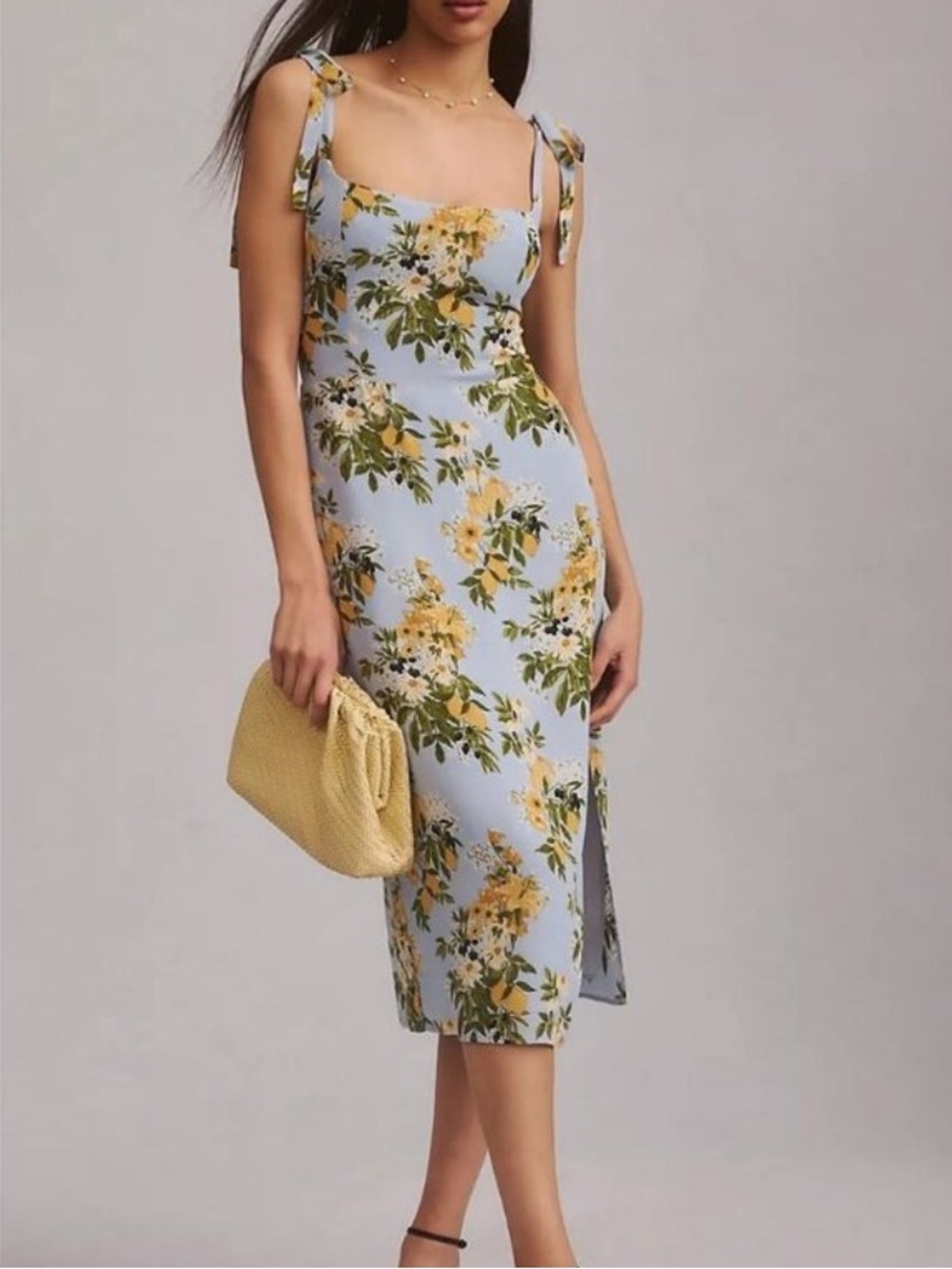 Reformation Besse Citrus Lemon Tree Print Dress